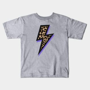 Leopard Print Spots and Purple Lightning Bolts Kids T-Shirt